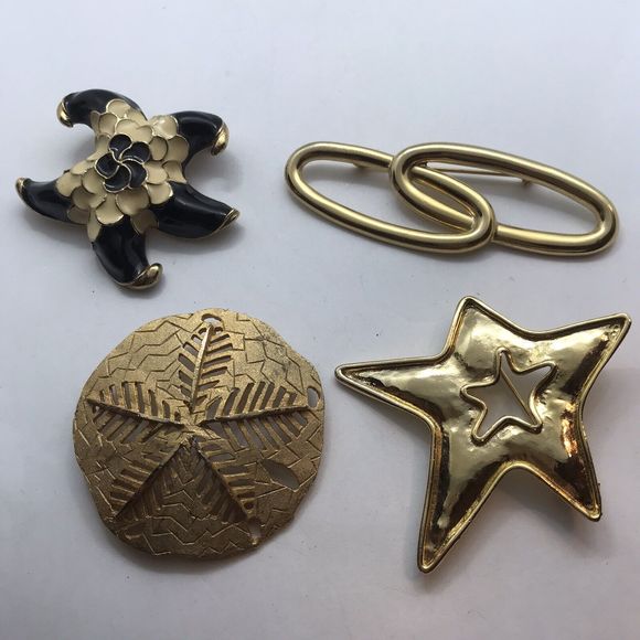 Vintage Brooch Lot Metal Enamel Stars Geo Retro Beach Boho Mod Pins - Picture 7 of 7
